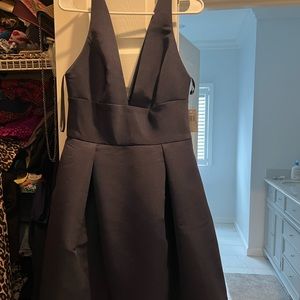 Amsale faille v neck dress